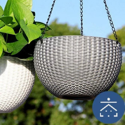 Braided Plant Hanging Basket with Chain, Suitable for Balcony and Garden