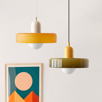 Coloured Glass Pendant Light Bauhaus Style