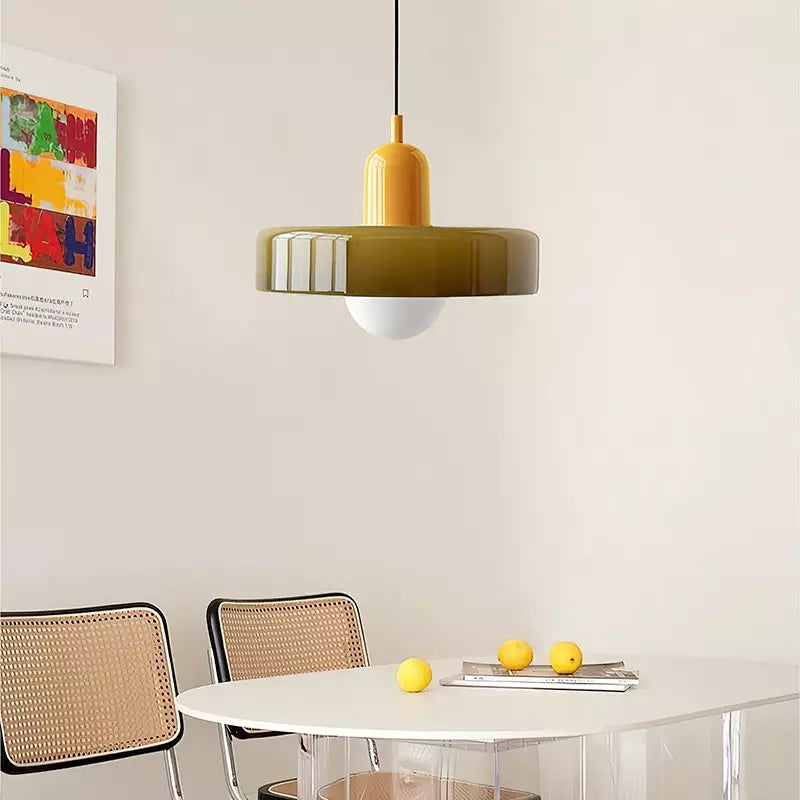 Suspension en verre coloré de style Bauhaus