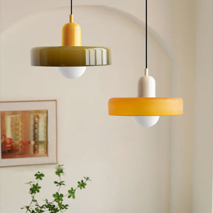 Coloured Glass Pendant Light Bauhaus Style
