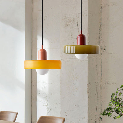 Coloured Glass Pendant Light Bauhaus Style