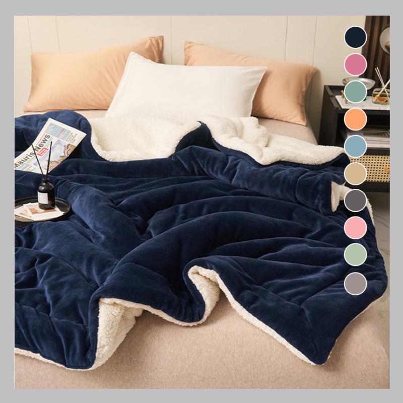 Thick Double Layered Lamb Plush Blanket Cozy