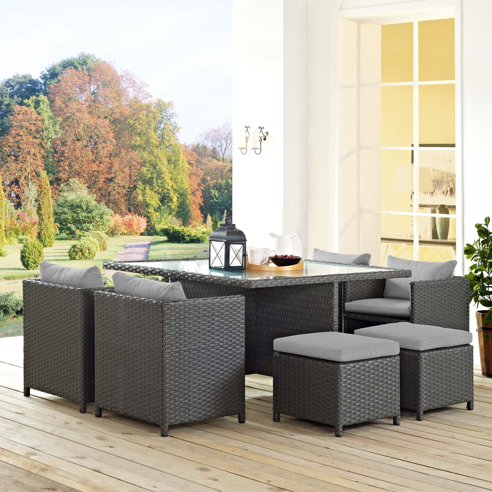Sojourn 9 Piece Outdoor Patio Sunbrella® Dining Set by Modway