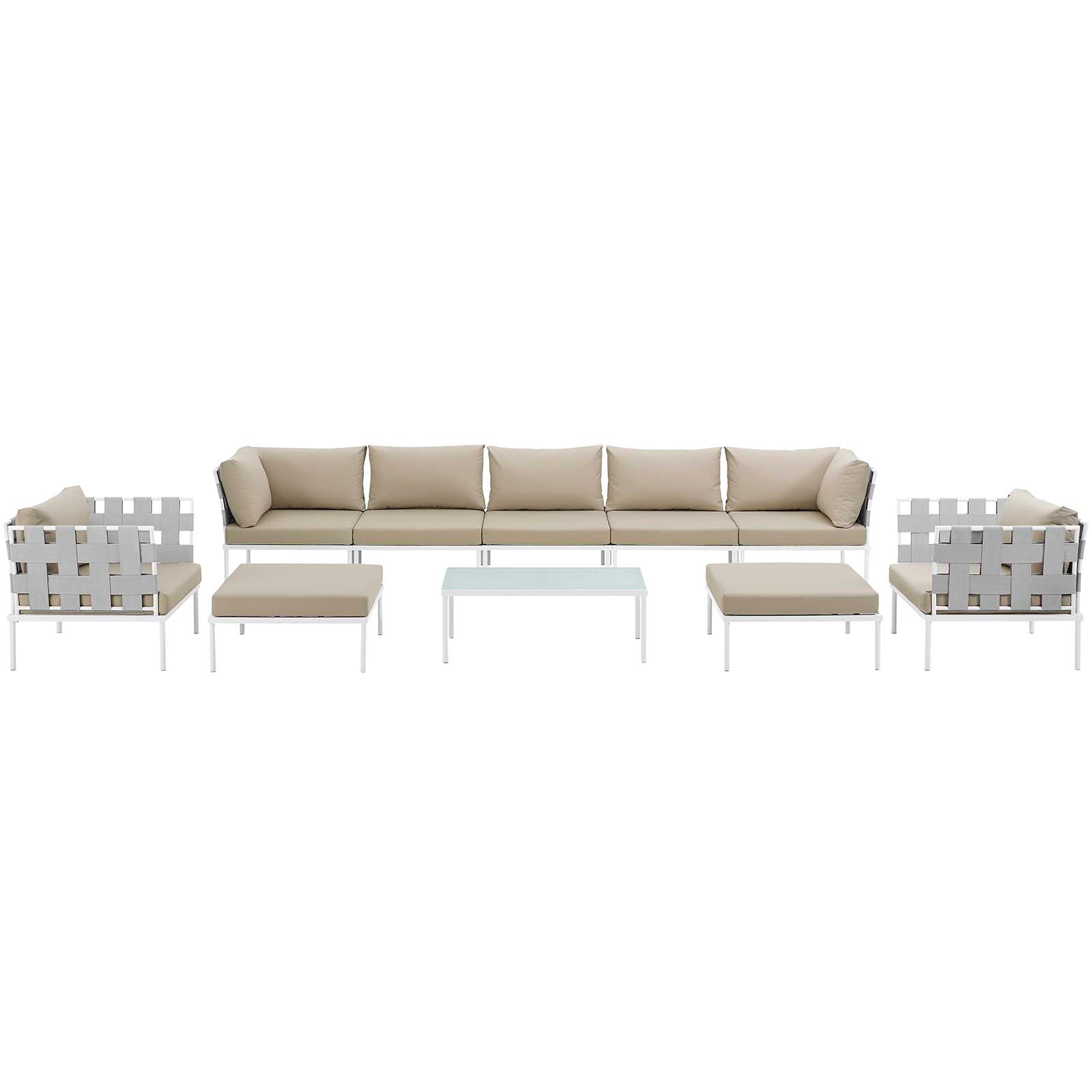 Harmony 10 Piece Outdoor Patio Aluminum Sectional Sofa Set by Modway