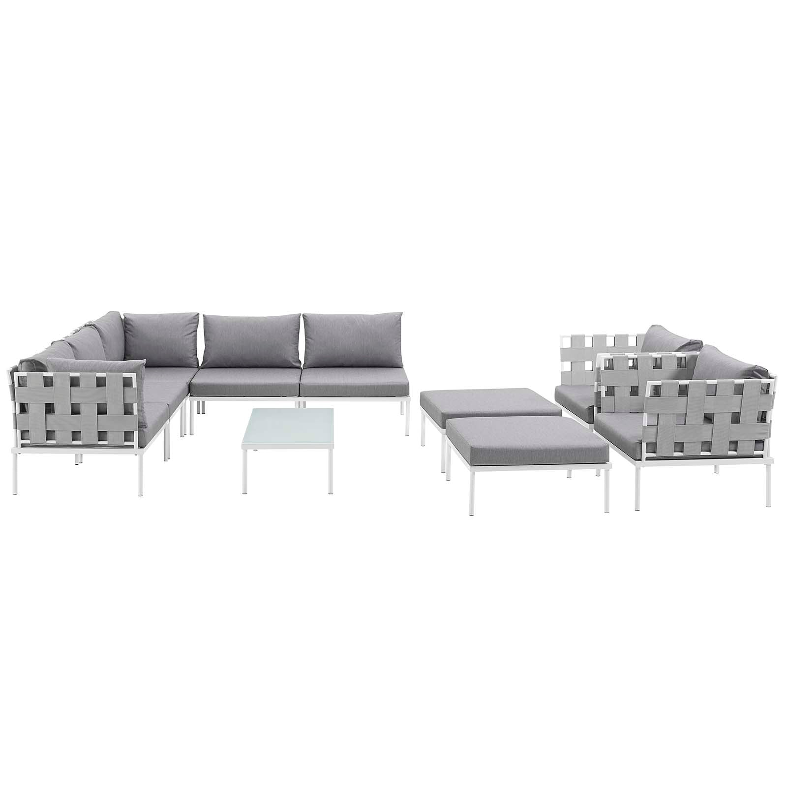 Harmony 10 Piece Outdoor Patio Aluminum Sectional Sofa Set by Modway