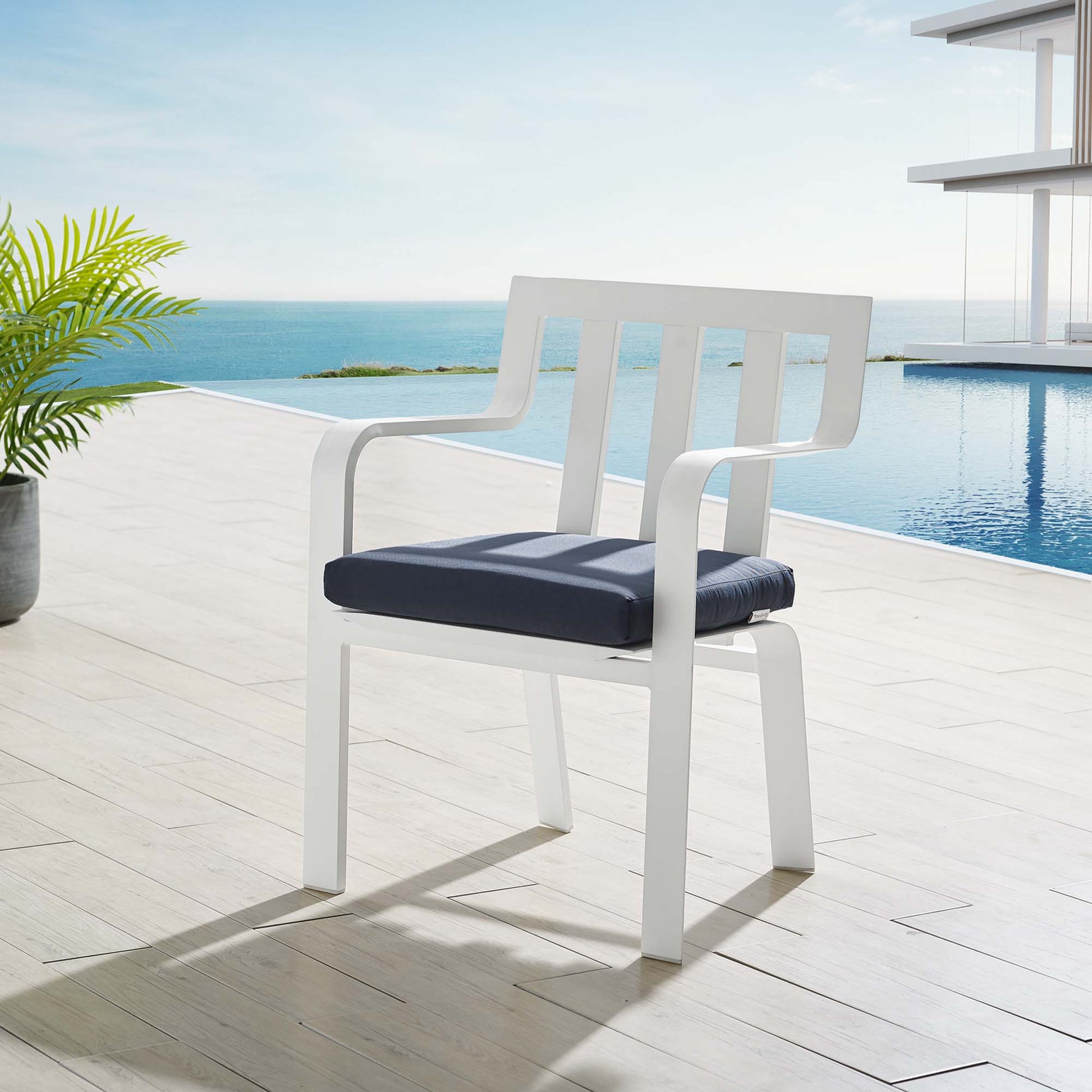 Raleigh Stackable Outdoor Patio Aluminum Dining Armchair by Modway
