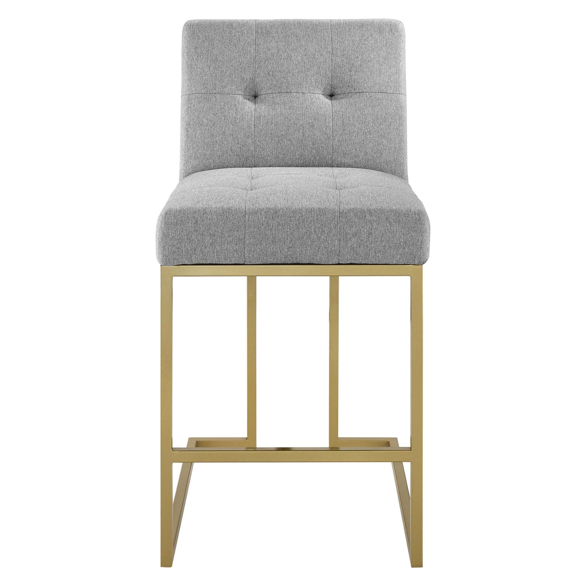 Privy Gold Stainless Steel Upholstered Fabric Counter Stool