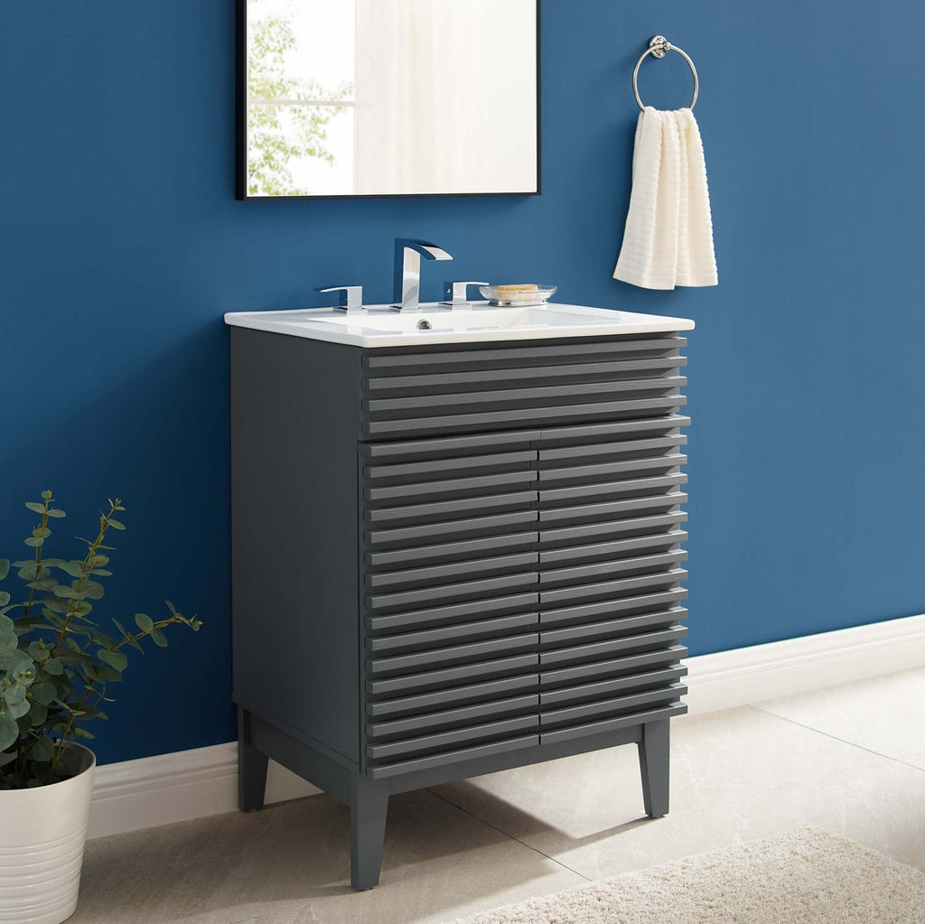Render 18" and 24" Bathroom Vanities with White Basin Included