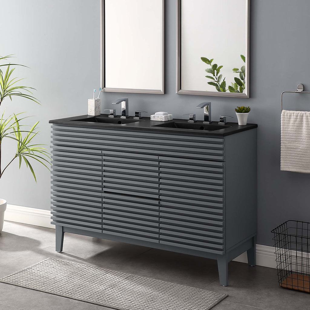 Render 48" Bathroom  Vanity with Black Basin Included
