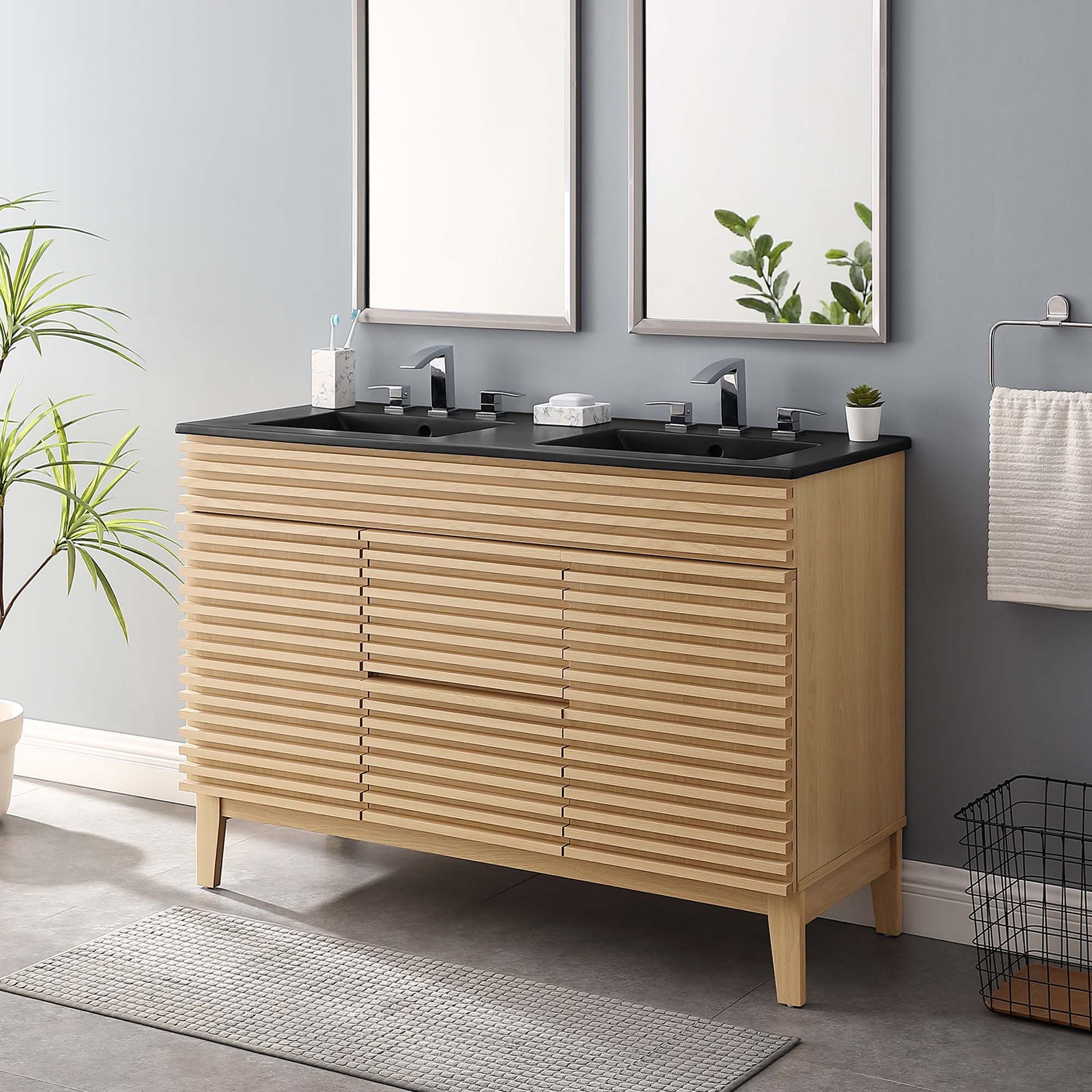 Render 48" Bathroom  Vanity with Black Basin Included
