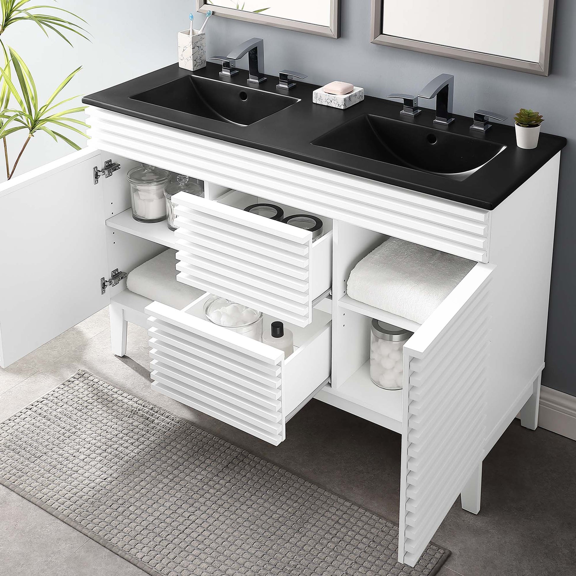 Render 48" Bathroom  Vanity with Black Basin Included