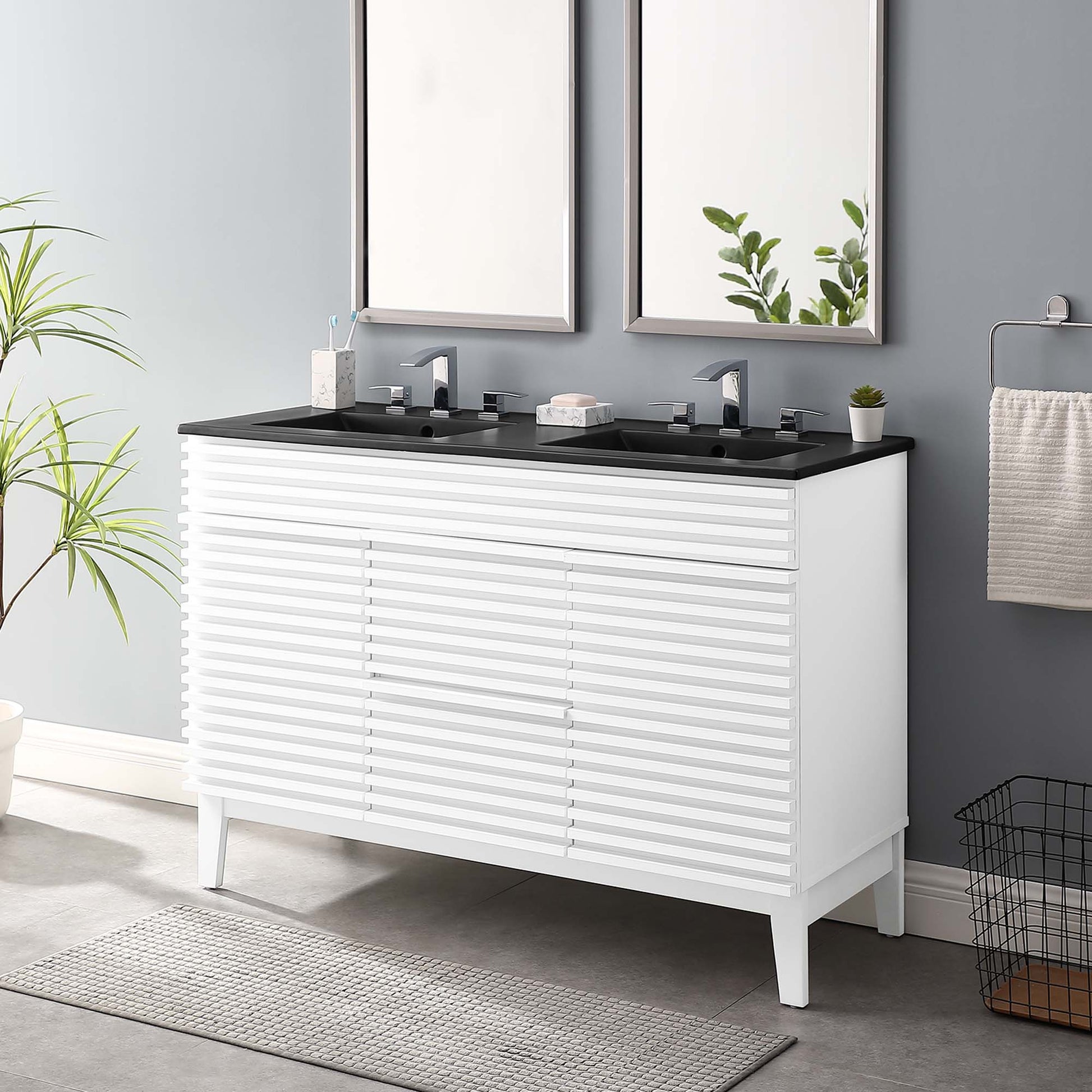 Render 48" Bathroom  Vanity with Black Basin Included