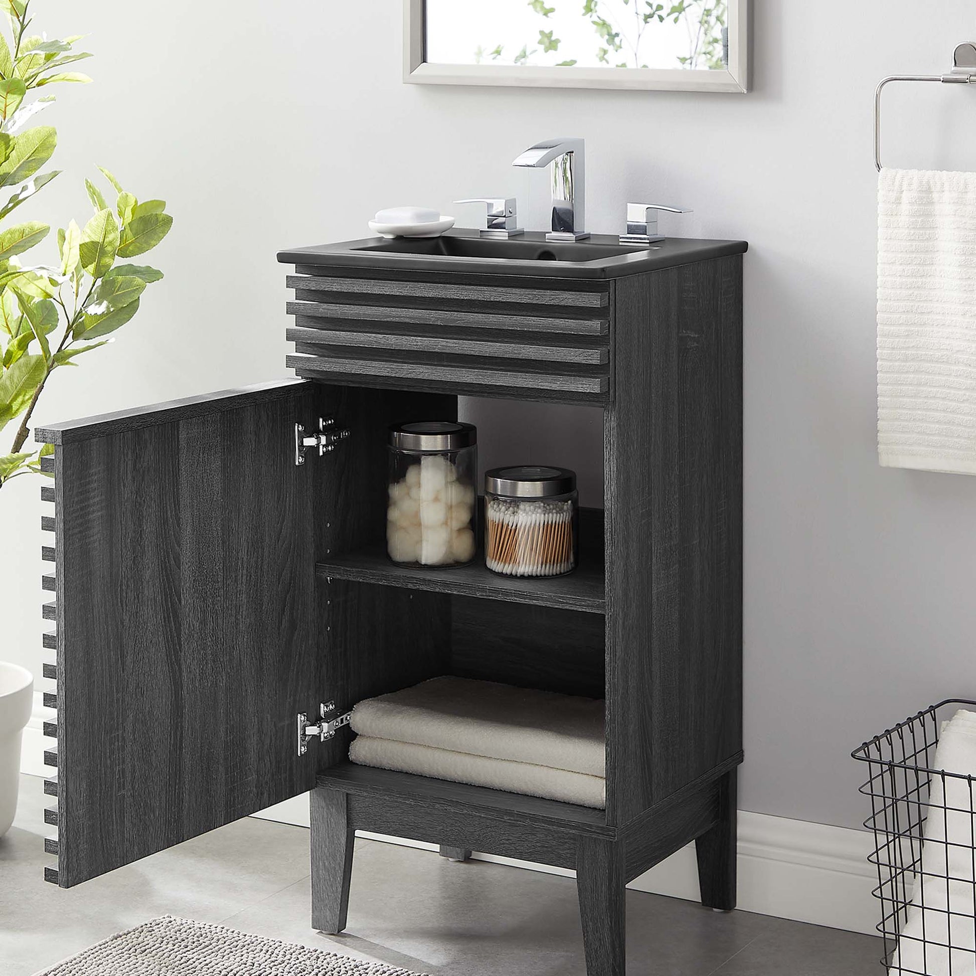 Render Bathroom Vanity with Black Basin Included