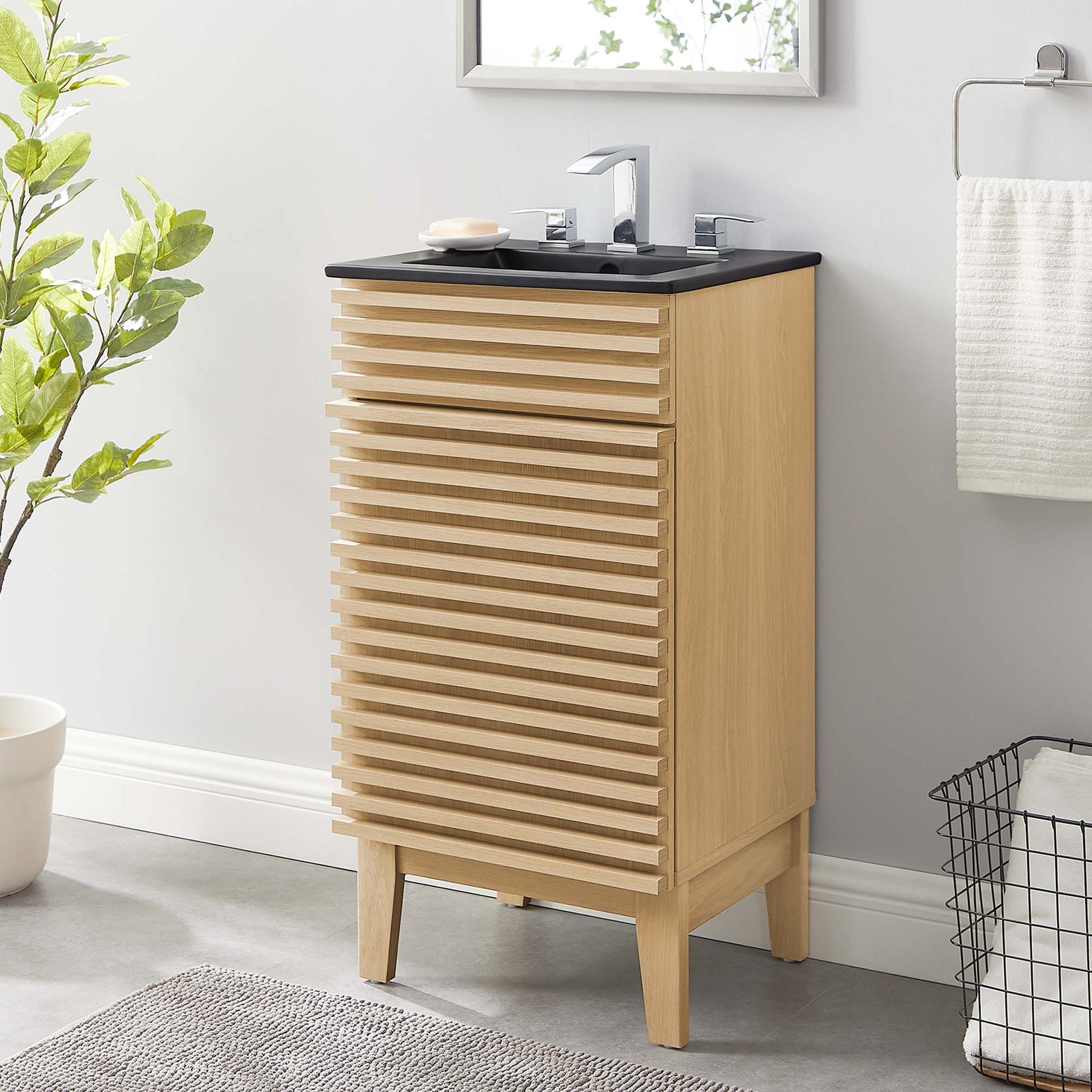 Render Bathroom Vanity with Black Basin Included