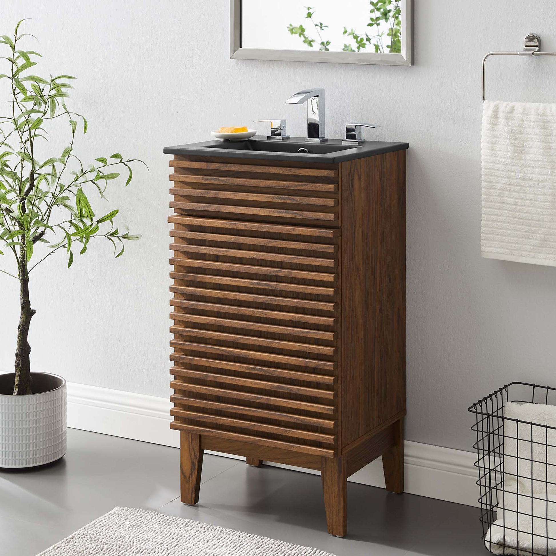 Render Bathroom Vanity with Black Basin Included