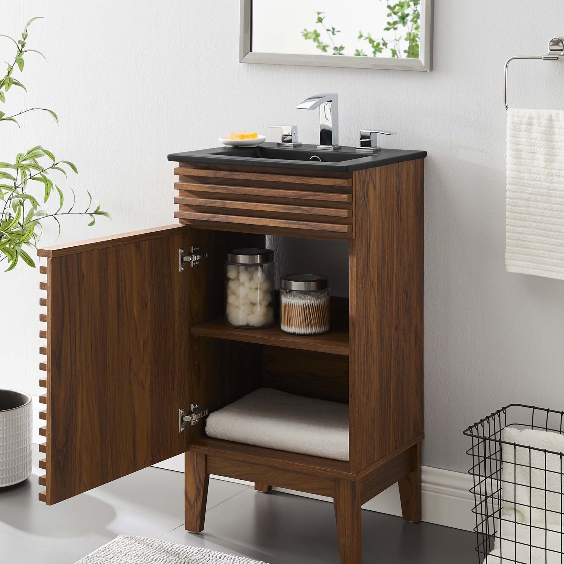 Render Bathroom Vanity with Black Basin Included