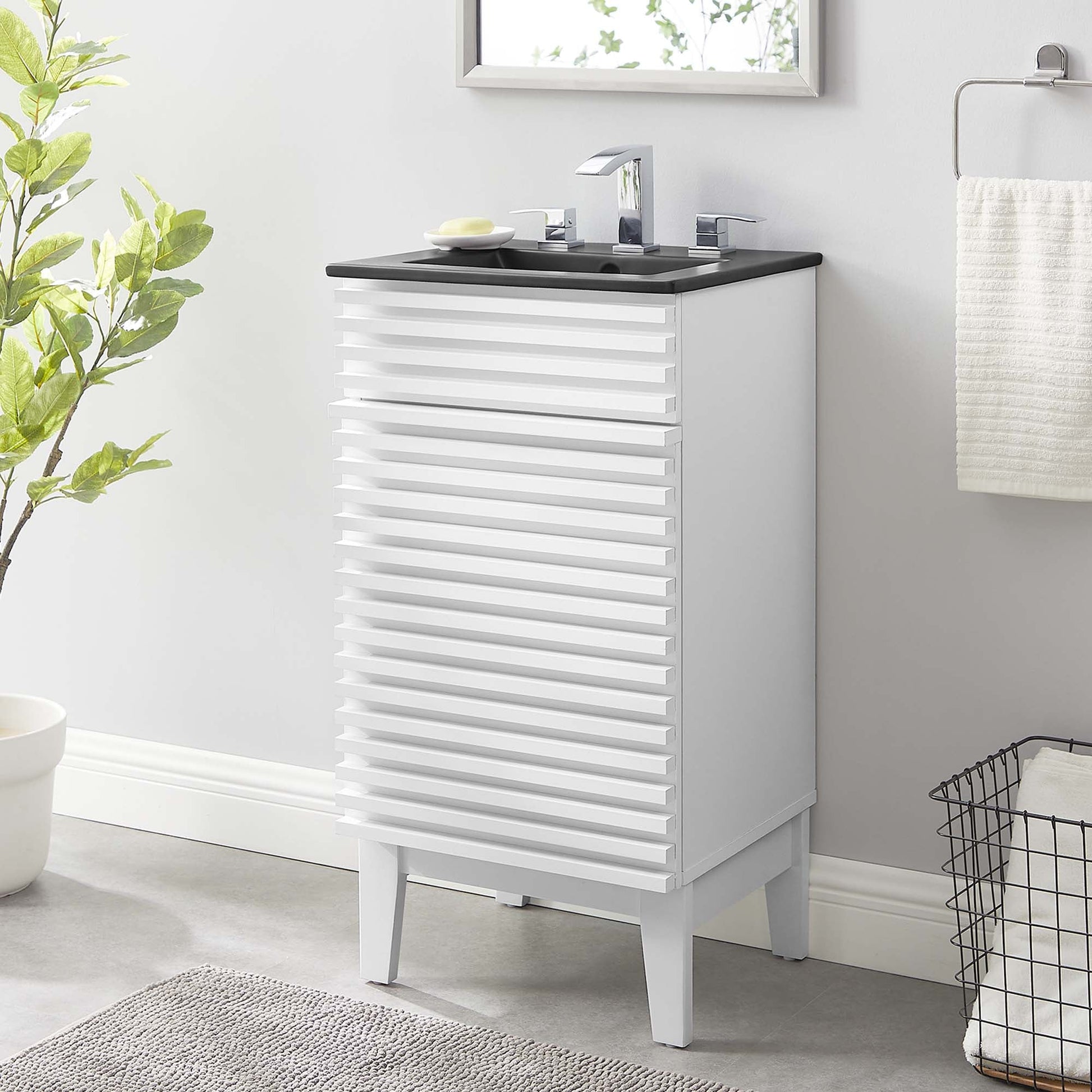 Render Bathroom Vanity with Black Basin Included
