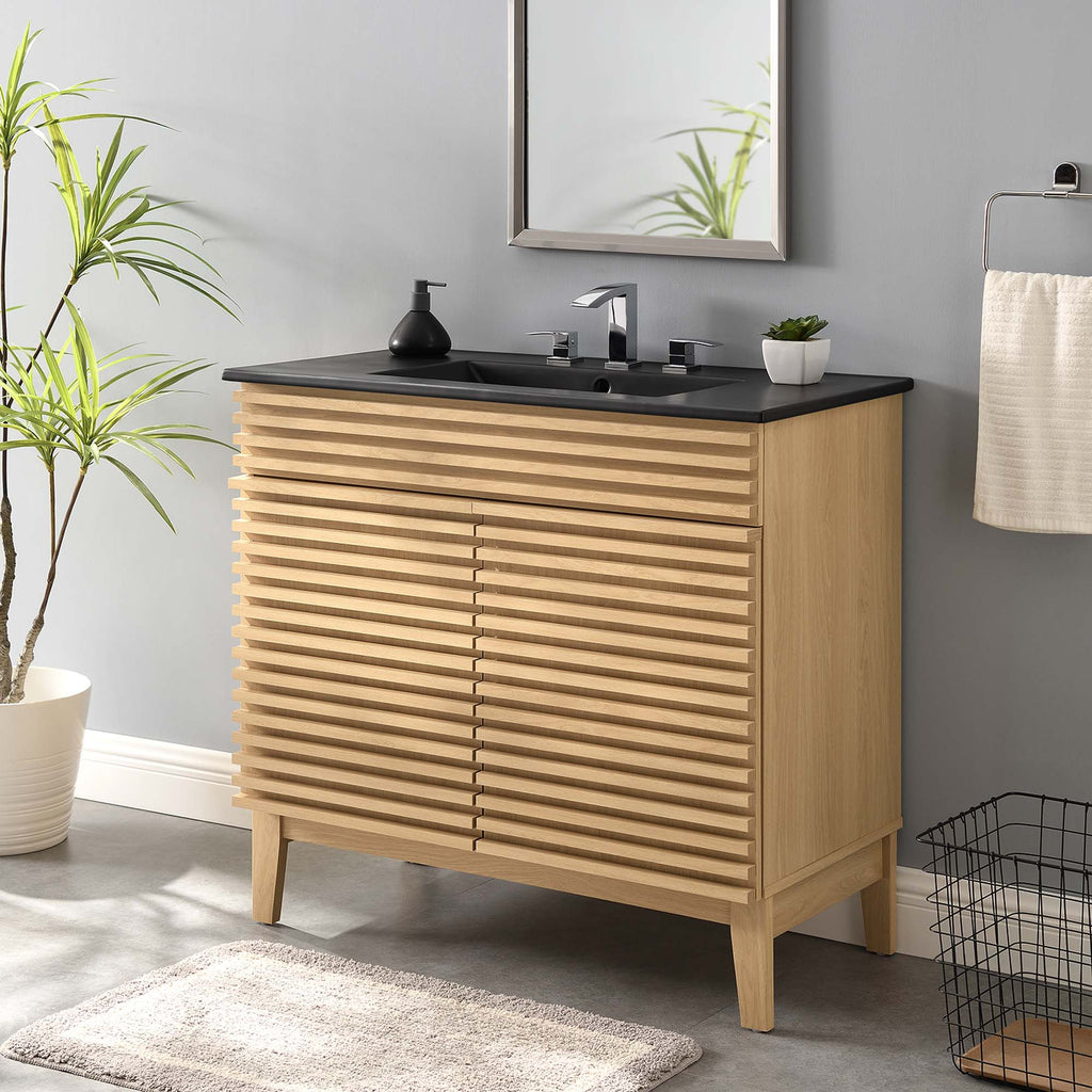 Render Bathroom Vanity with Black Basin Included
