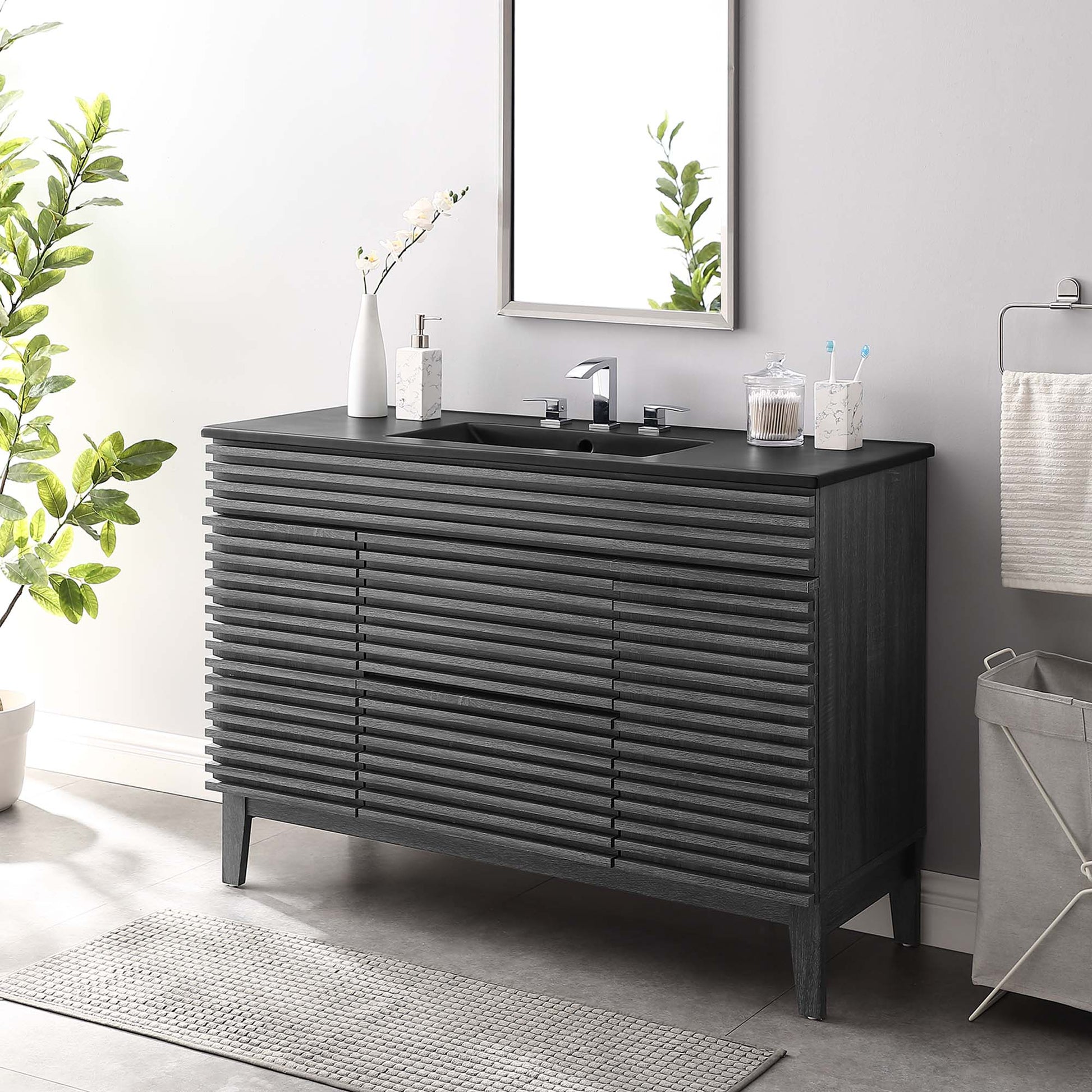 Render 48" Bathroom  Vanity with Black Basin Included