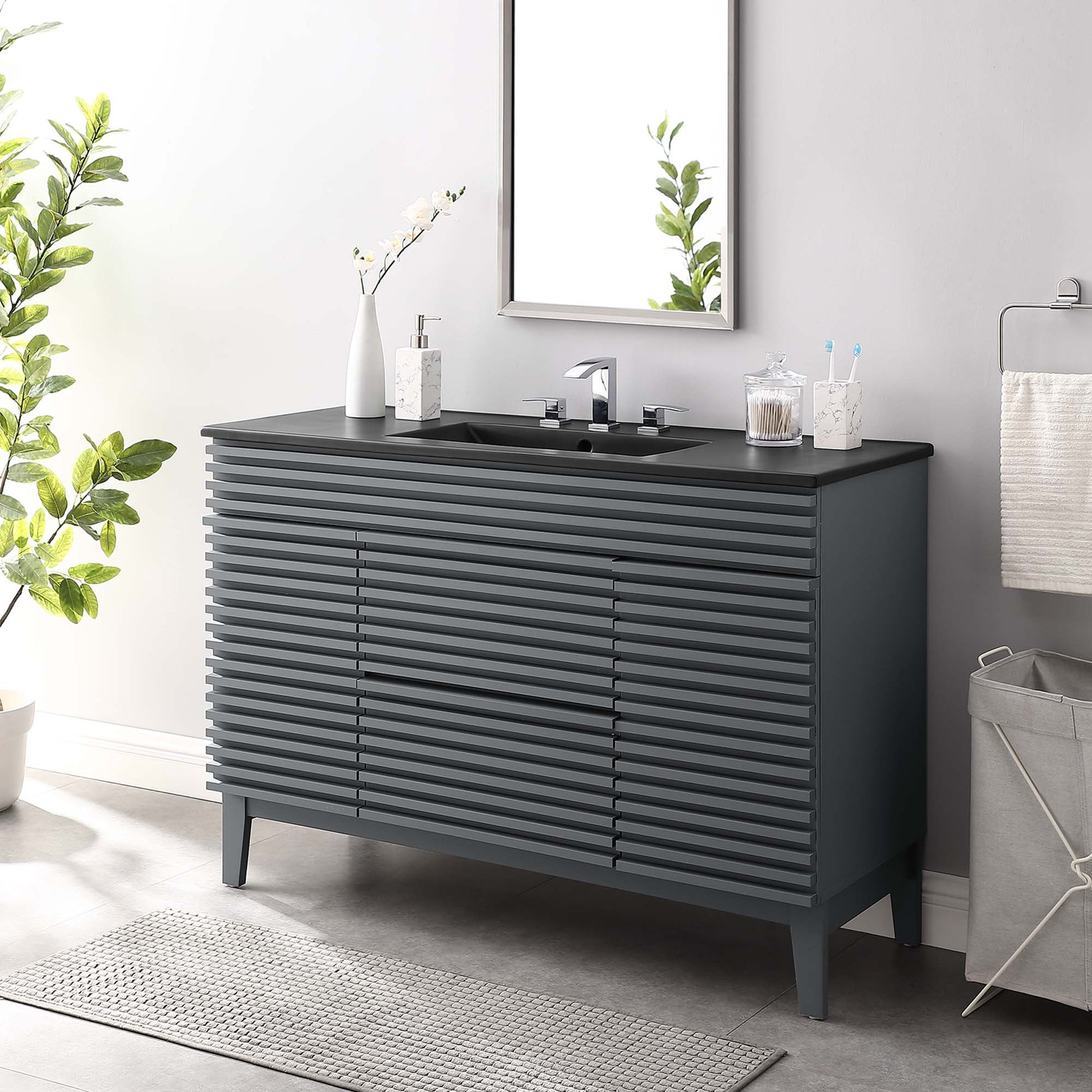 Render 48" Bathroom  Vanity with Black Basin Included