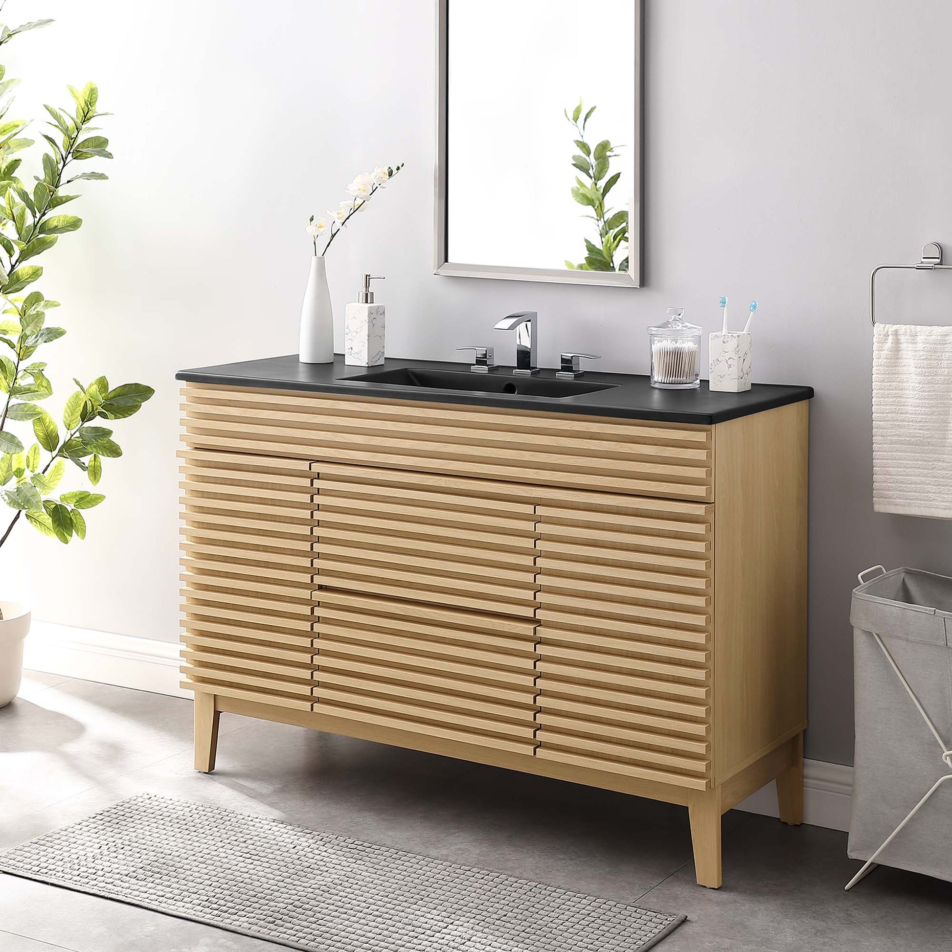 Render 48" Bathroom  Vanity with Black Basin Included