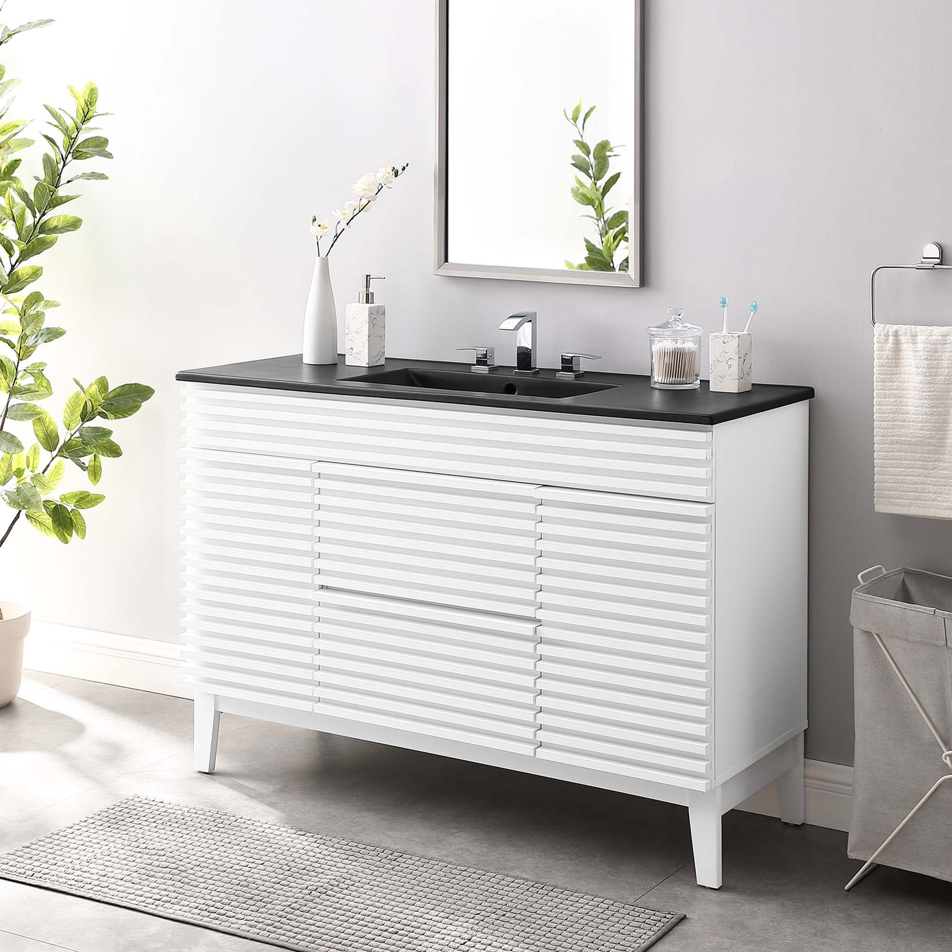 Render 48" Bathroom  Vanity with Black Basin Included