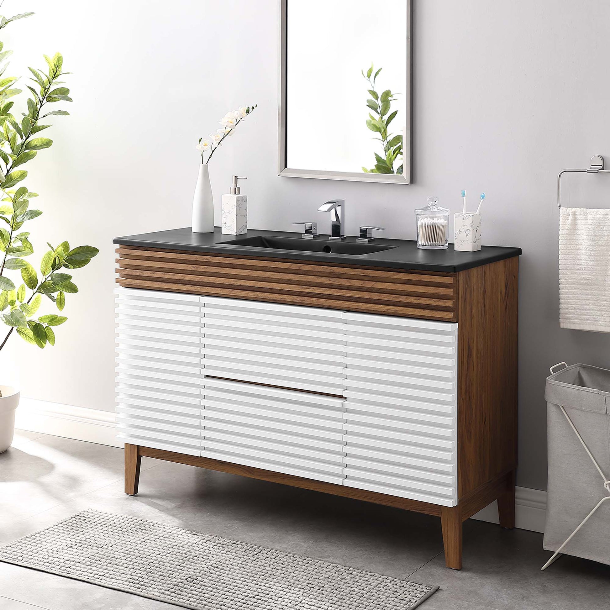 Render 48" Bathroom  Vanity with Black Basin Included