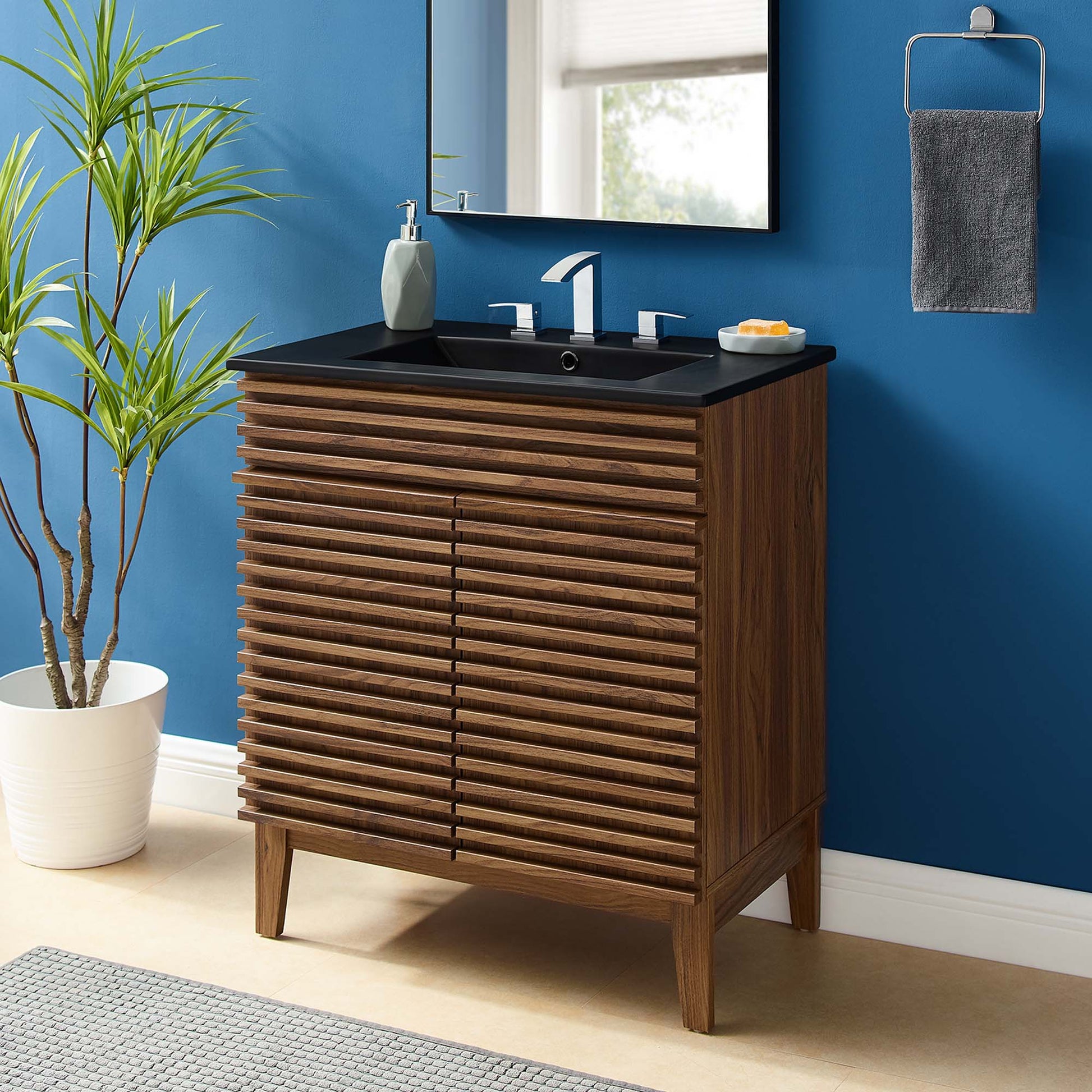 Render Bathroom Vanity with Black Basin Included