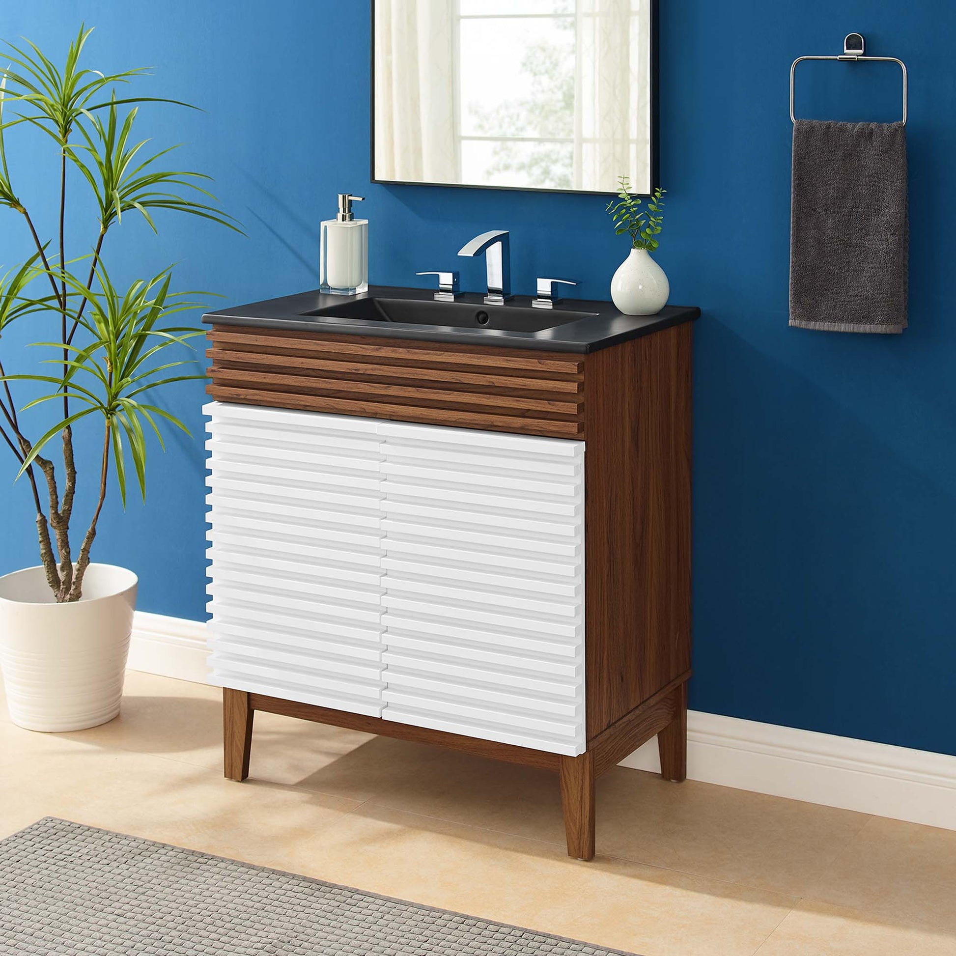 Render Bathroom Vanity with Black Basin Included