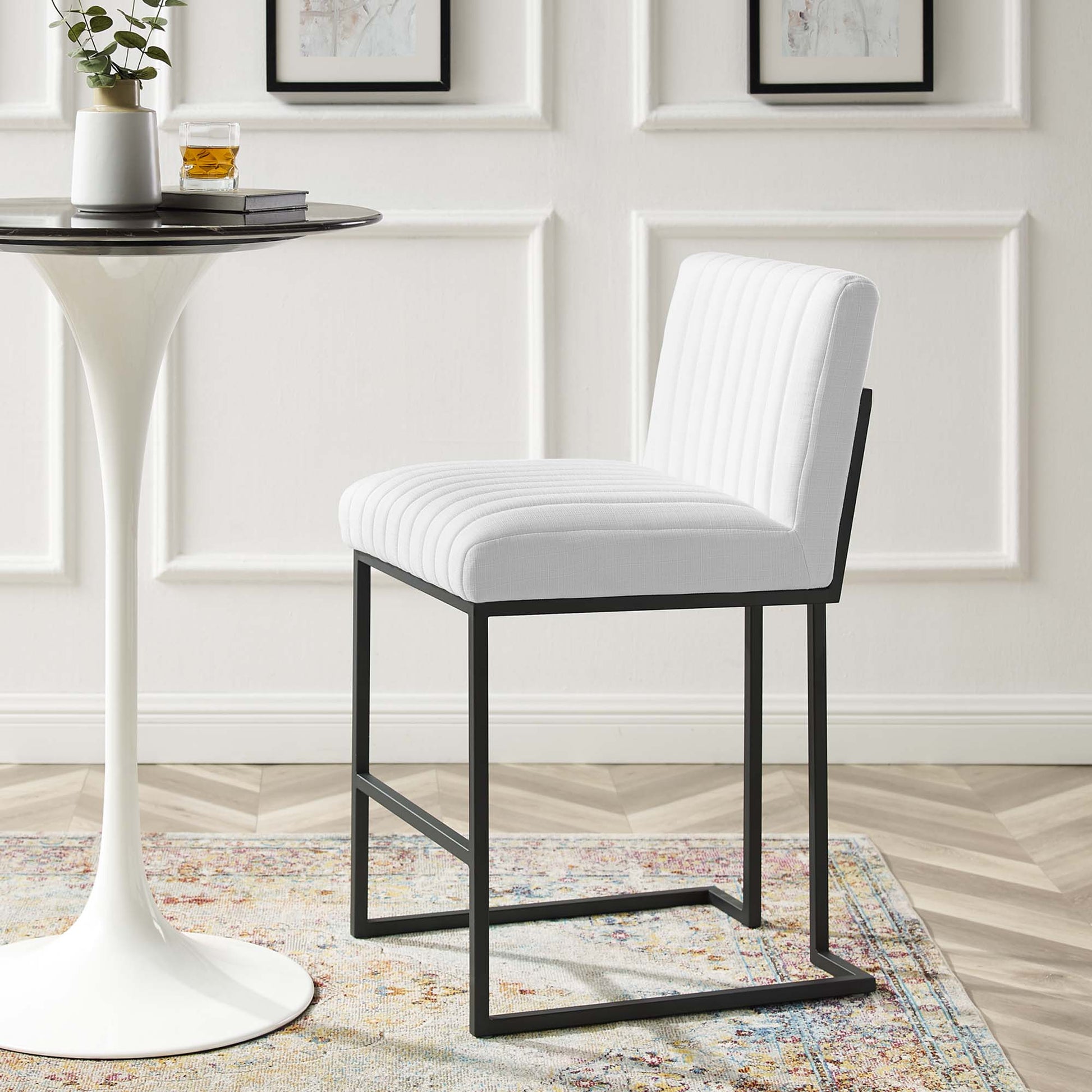 Indulge Channel Tufted Fabric Counter Stools - Set of 2