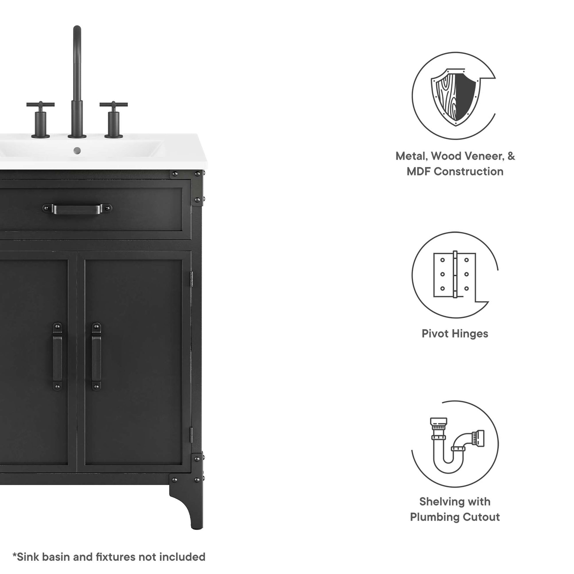 Steamforge Bathroom Cabinet Basin Not Included