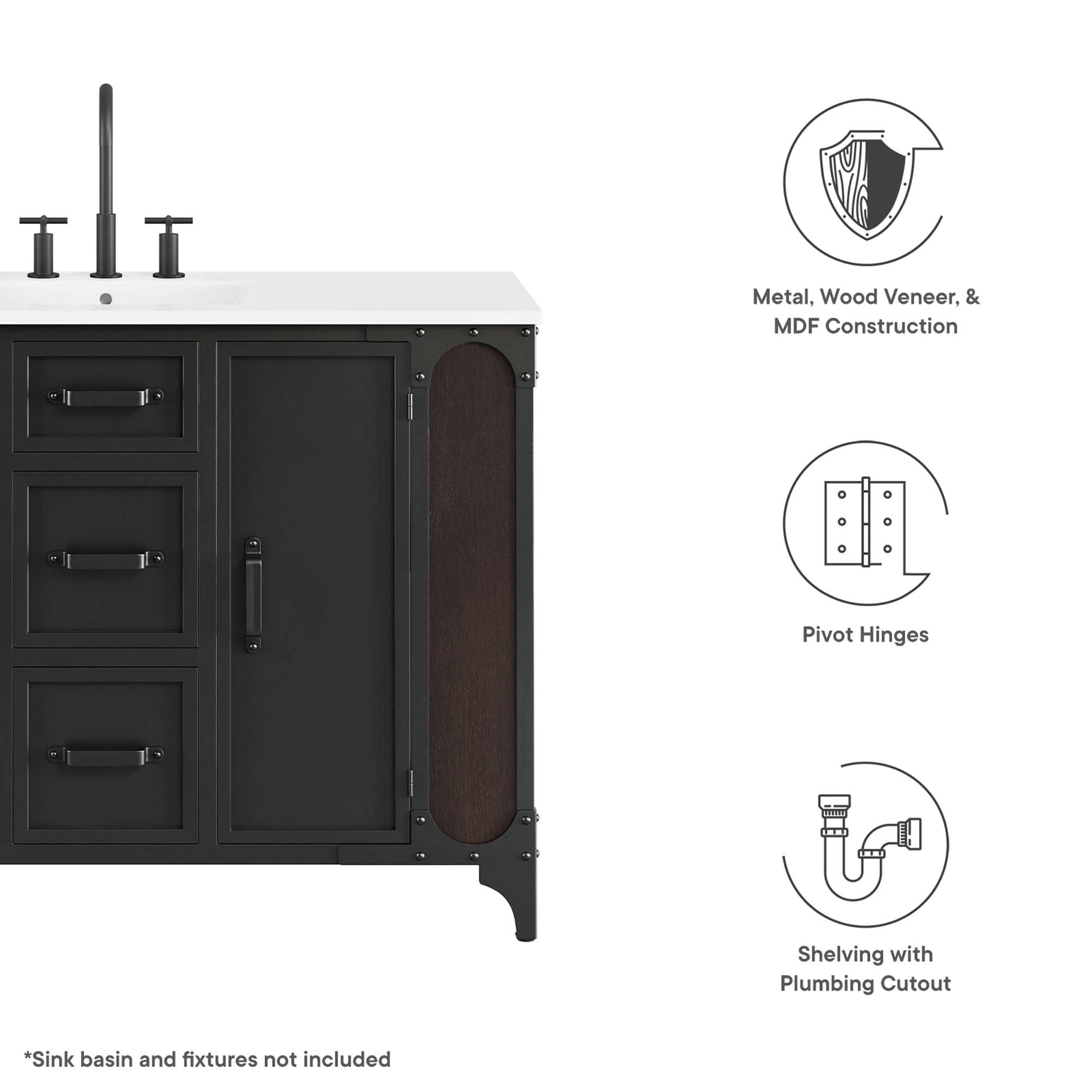 Steamforge Bathroom Cabinet Basin Not Included