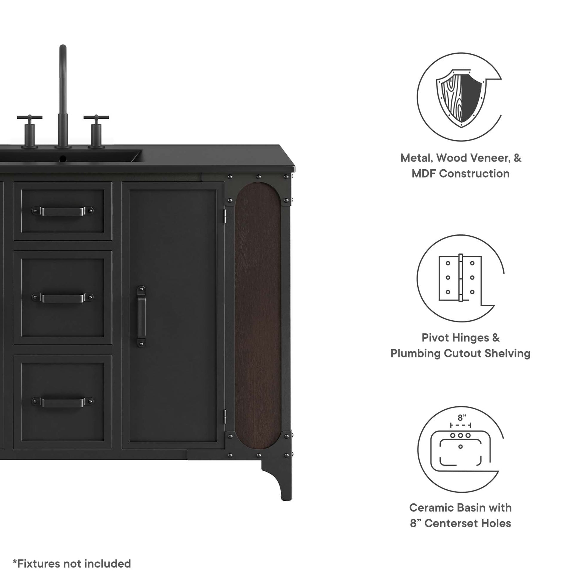 Steamforge Bathroom Cabinet Basin Not Included