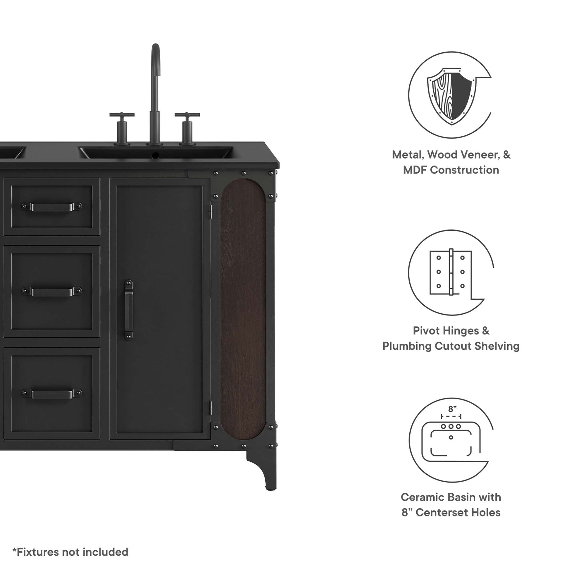 Steamforge Bathroom Cabinet Basin Not Included