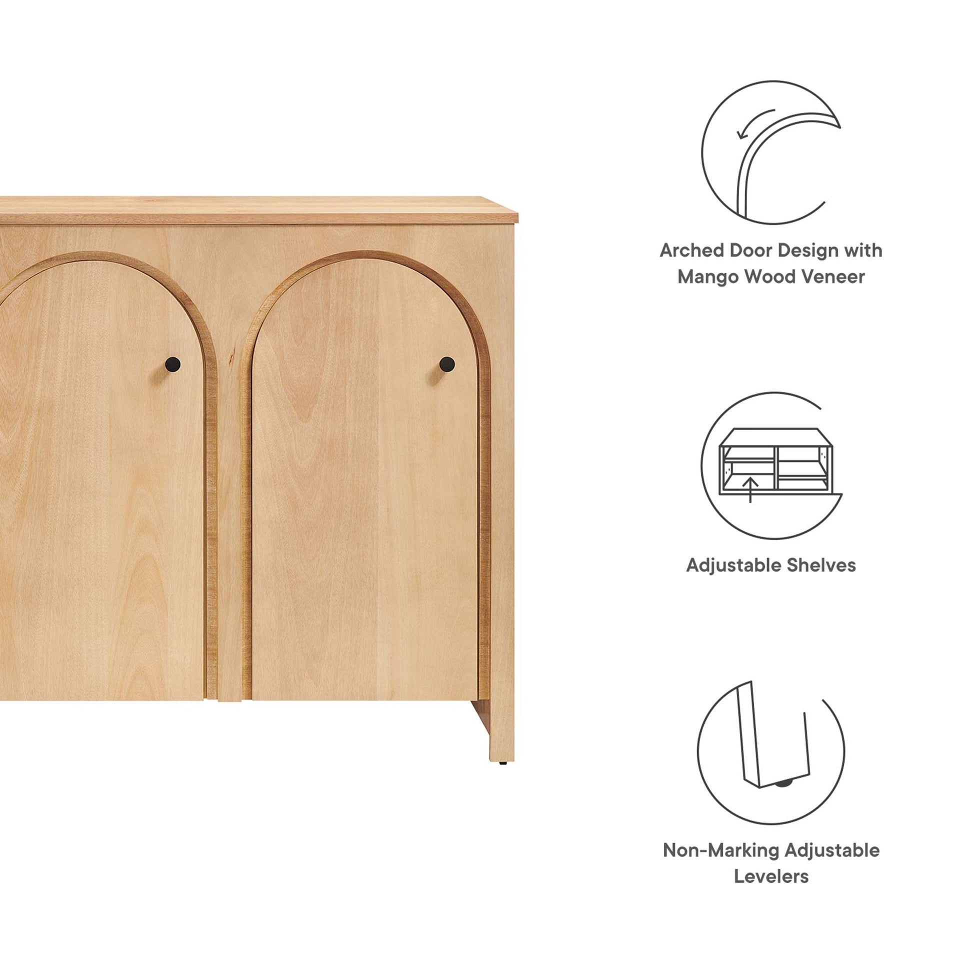Appia 3-Door Arched Door Sideboard Storage Cabinet