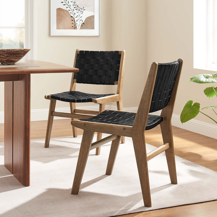 Saoirse Faux Leather Wood Dining Side Chair - Set of 2