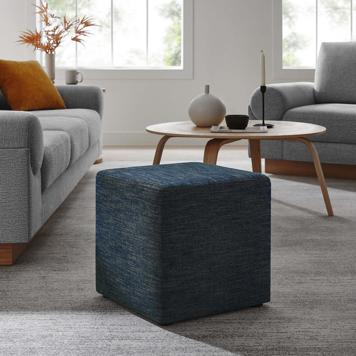 Callum 17" Square Woven Heathered Fabric Upholstered Ottoman