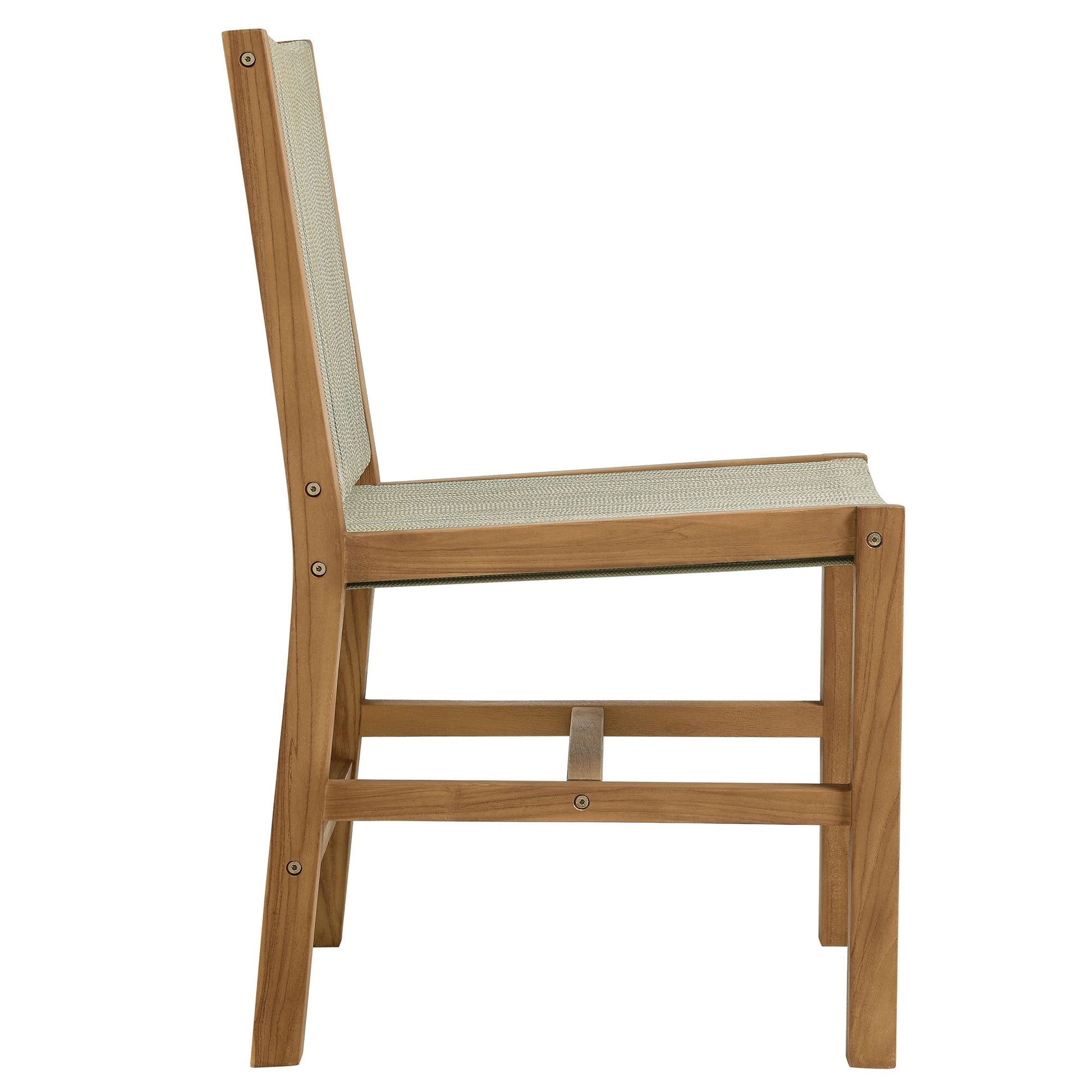 Vienna Outdoor Patio Teak and Rope Armless Dining Chairs Set of 2