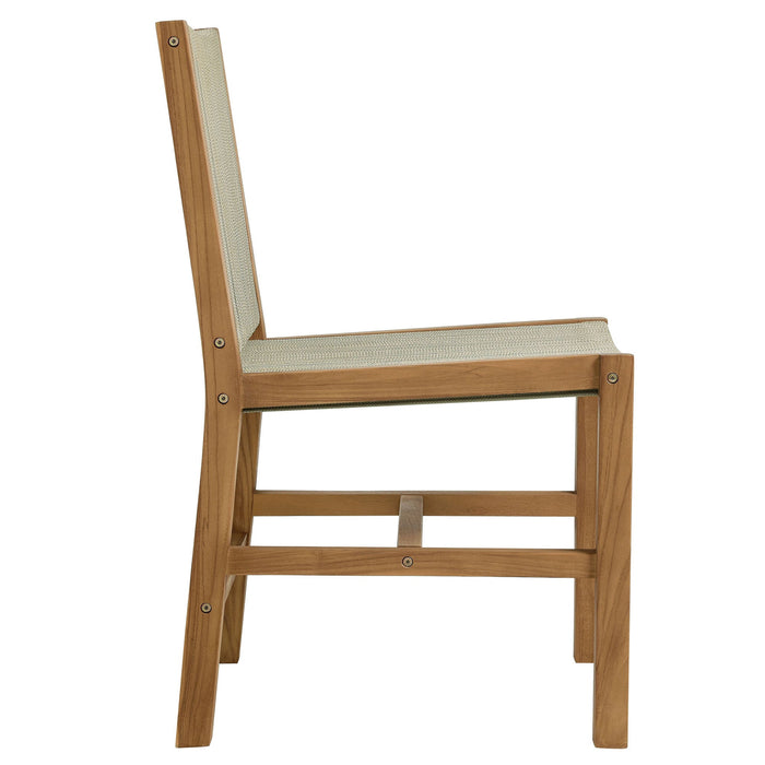 Vienna Outdoor Patio Teak and Rope Armless Dining Chairs Set of 2
