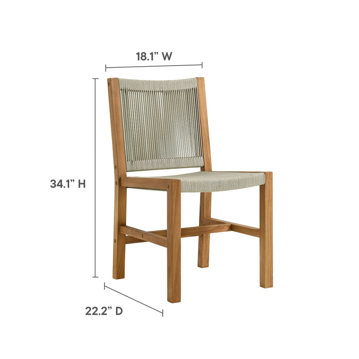 Vienna Outdoor Patio Teak and Rope Armless Dining Chairs Set of 2