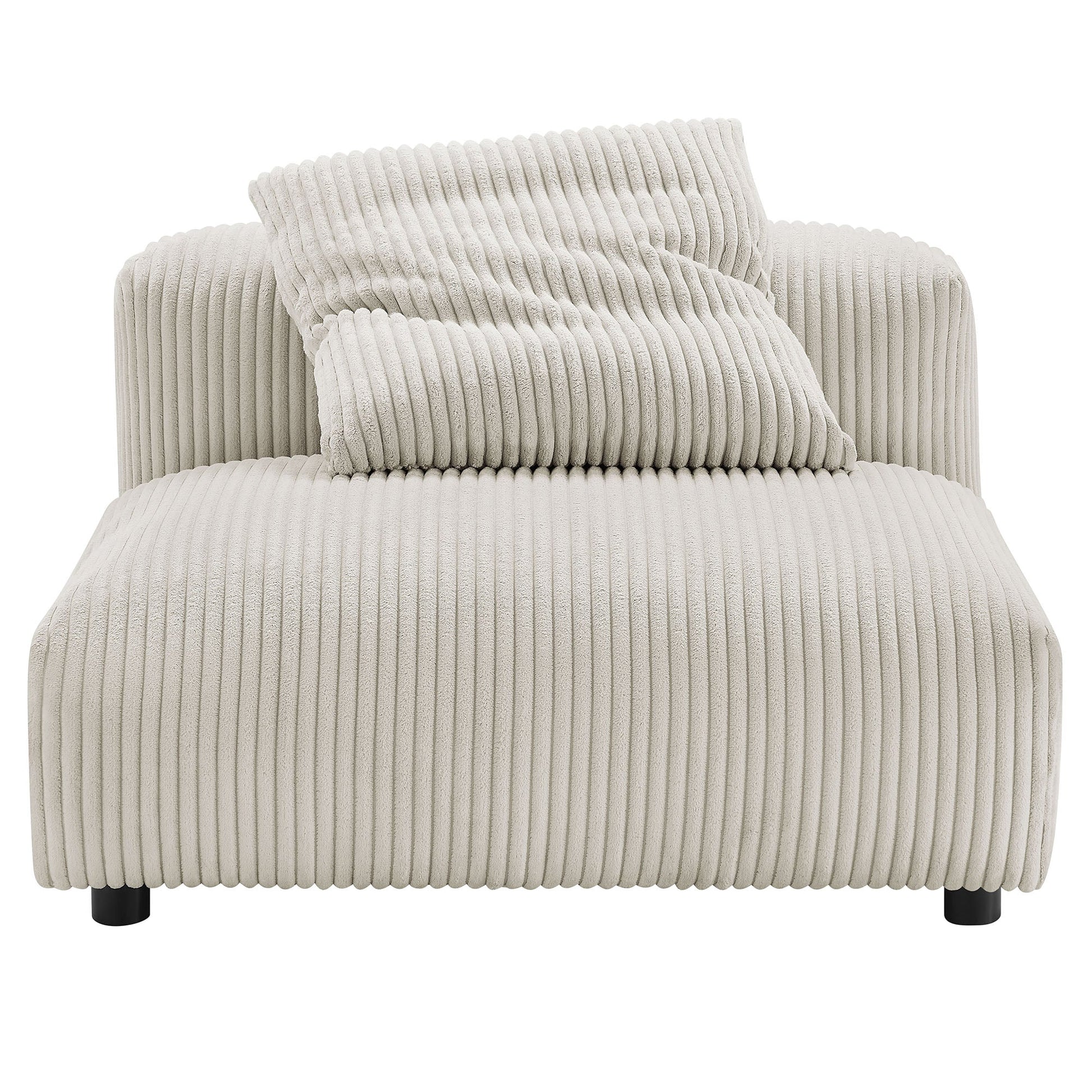 Solace  Modular Corduroy Upholstered Armless Chair and Ottoman Set