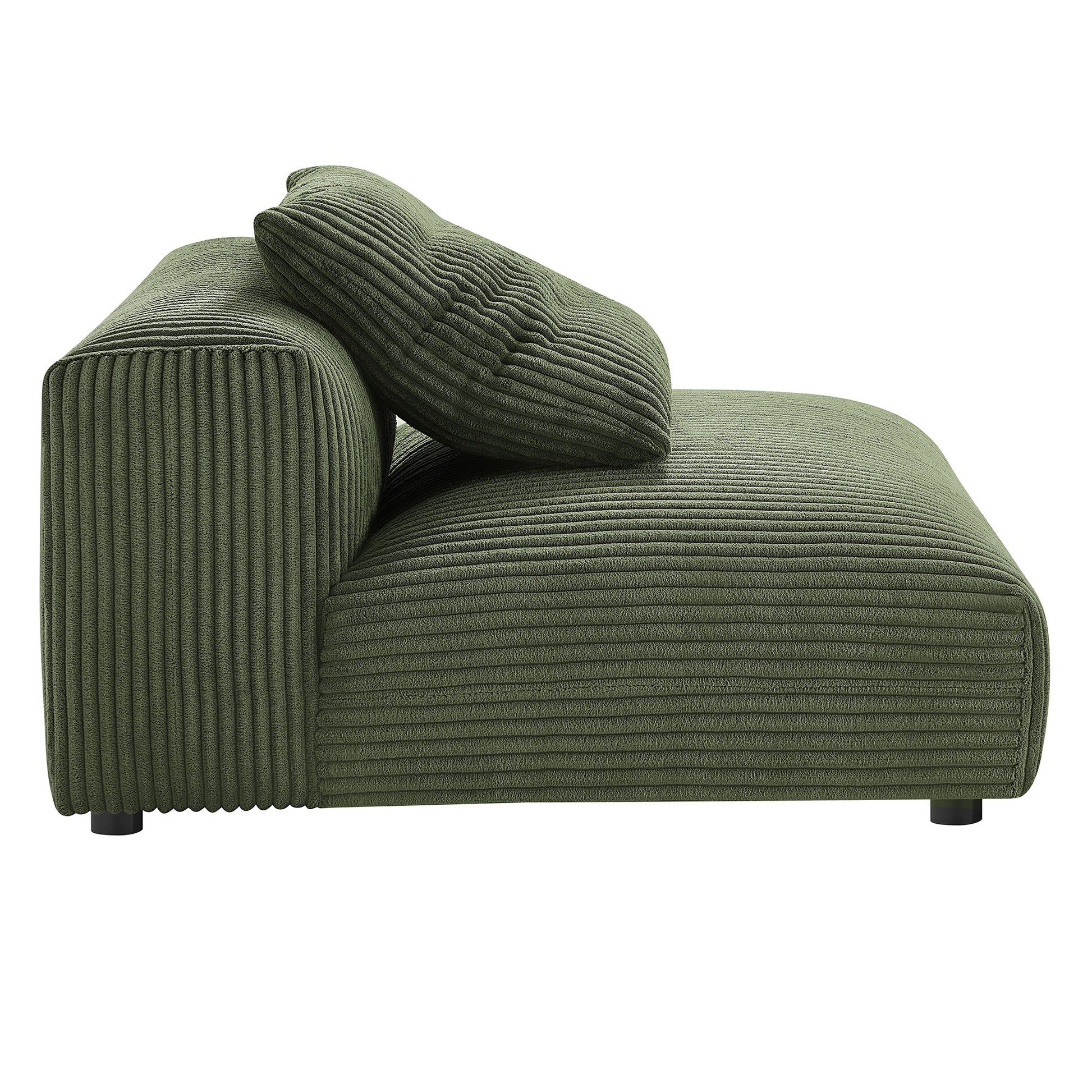 Solace  Modular Corduroy Upholstered Armless Chair and Ottoman Set