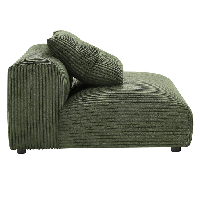 Solace  Modular Corduroy Upholstered Armless Chair and Ottoman Set