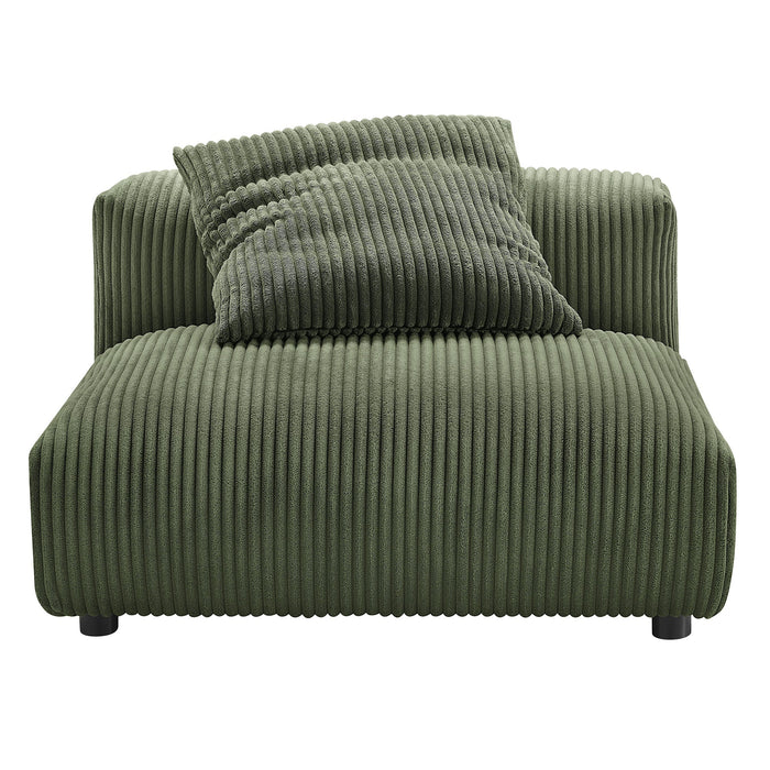 Solace  Modular Corduroy Upholstered Armless Chair and Ottoman Set