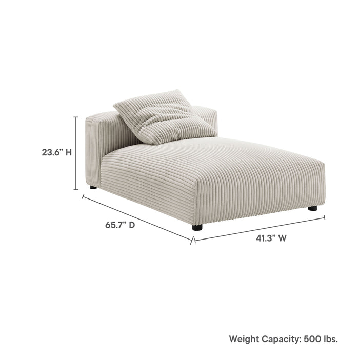 Solace  Modular Corduroy Upholstered Armless Chaise Lounge