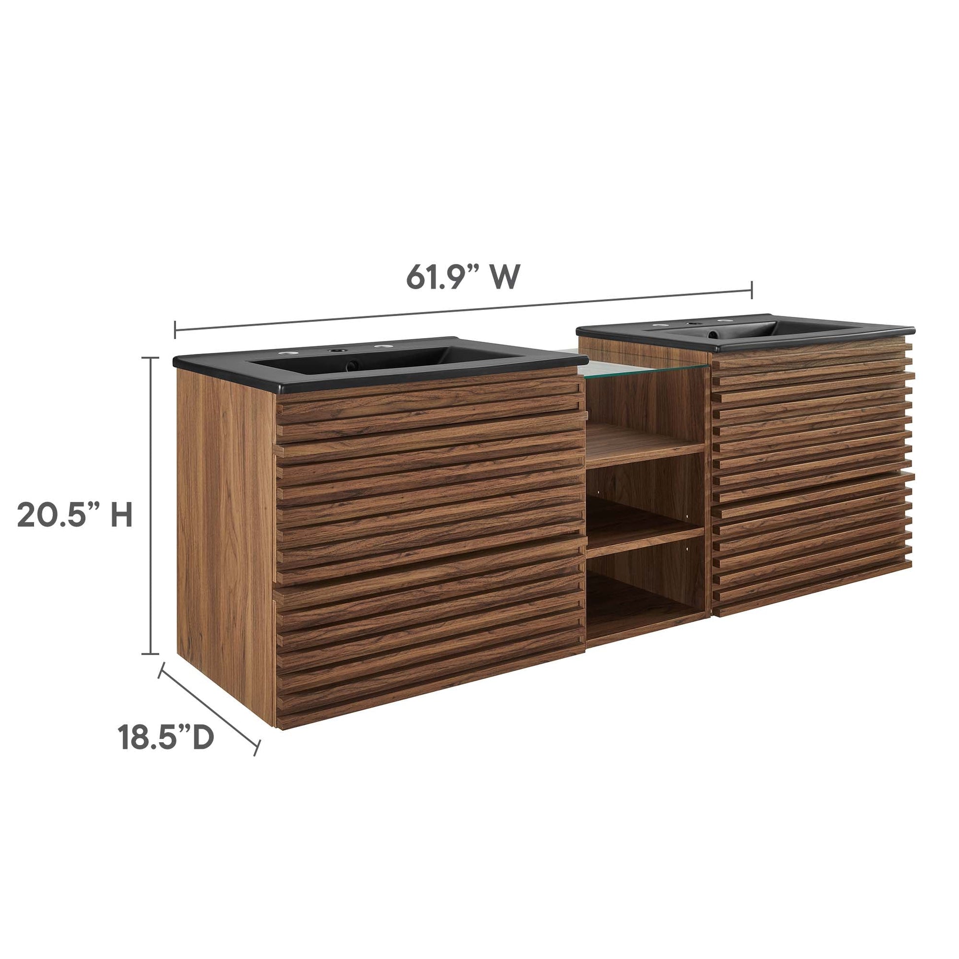 Render  62" Wall-Mount Double Sink  Bathroom Vanity