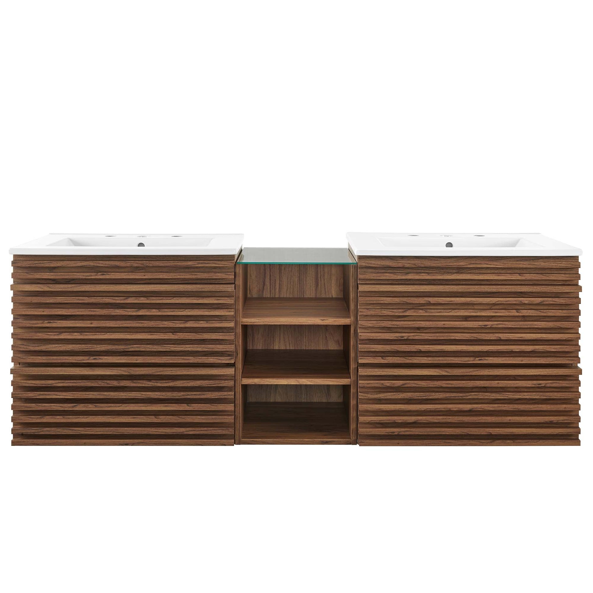 Render  62" Wall-Mount Double Sink  Bathroom Vanity