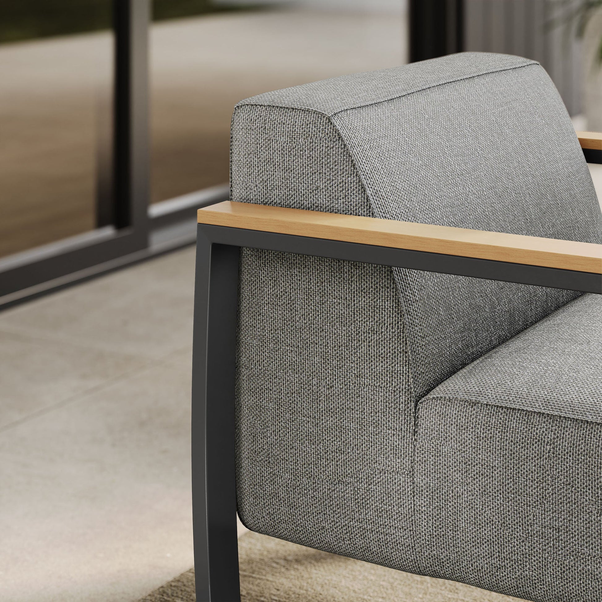 Sauve Outdoor Patio Aluminum and Fabric Armchair