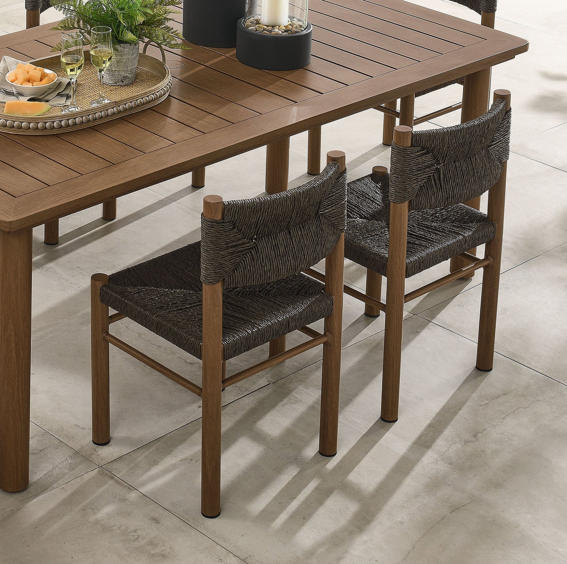 Parkland Outdoor Patio Rattan and Aluminum Dining Side Chairs Set of 2