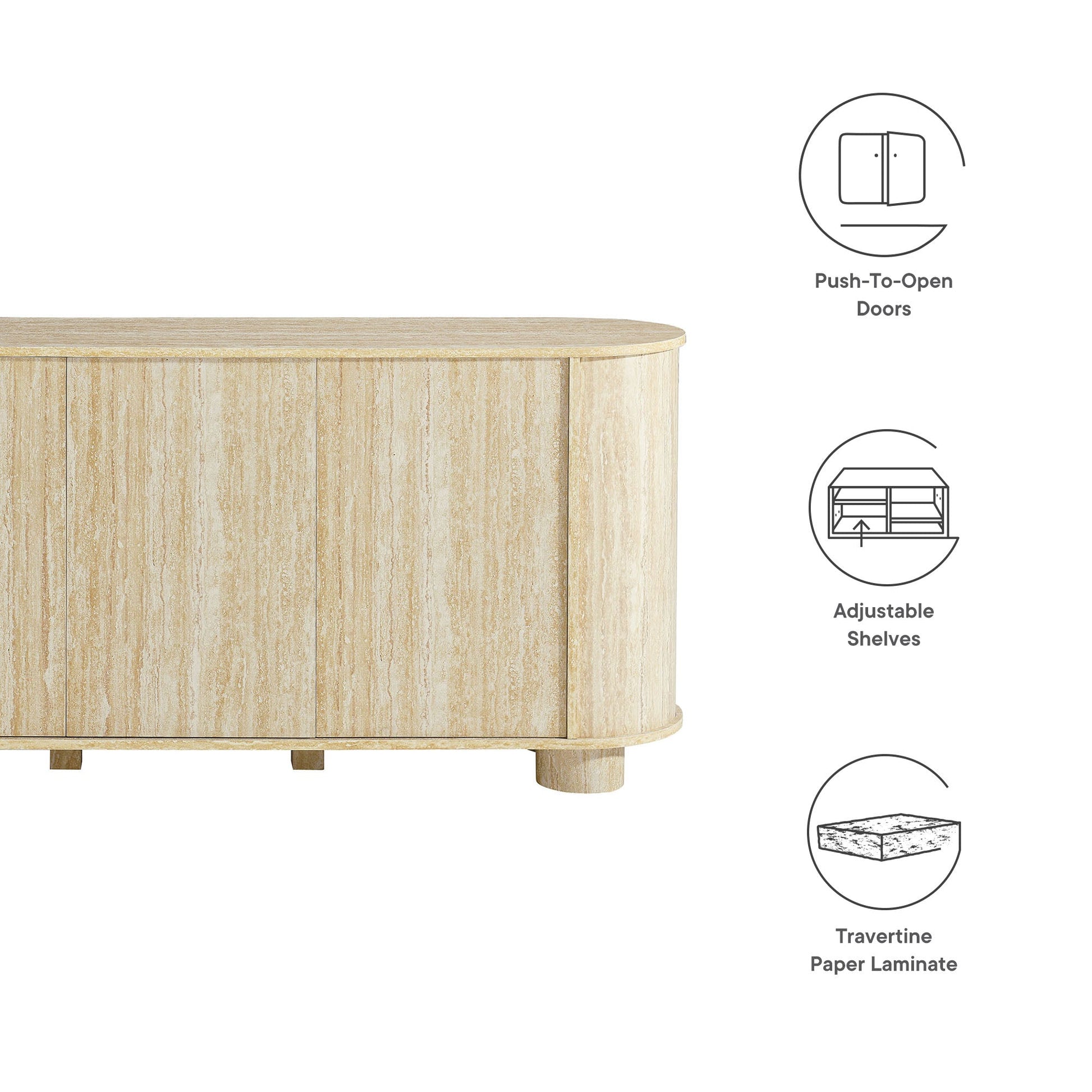 Overture 63” Oval Faux Travertine Sideboard